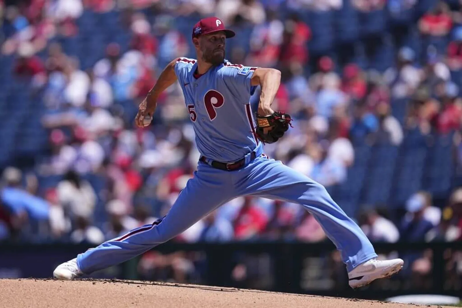 Phillies starter Zack Wheeler pitches against the Padres.