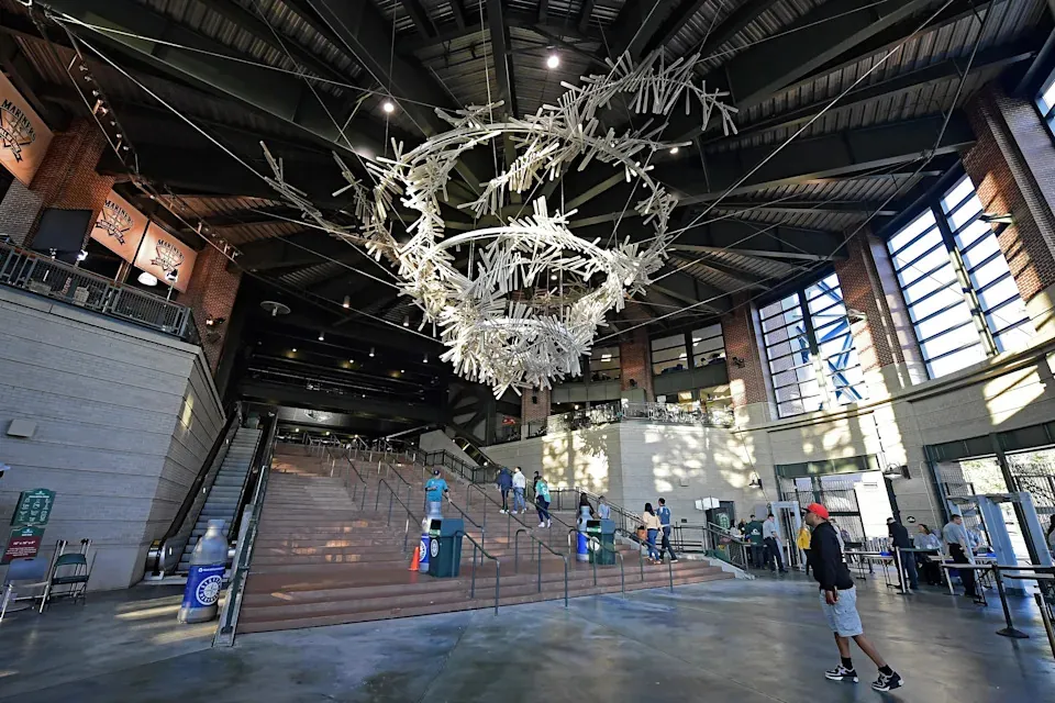 SEATTLE, WASHINGTON - JULY 03: A view of the home plate rotunda as fans enter the stadium during a game between the <a class="link " href="https://sports.yahoo.com/mlb/teams/seattle/" data-i13n="sec:content-canvas;subsec:anchor_text;elm:context_link" data-ylk="slk:Seattle Mariners;sec:content-canvas;subsec:anchor_text;elm:context_link;itc:0" data-yga="{"yLinkElement":"context_link","yModuleName":"content-canvas","yLinkText":"Seattle Mariners","ySubModuleName":"anchor_text","yHasCommerce":false}" data-srcset=