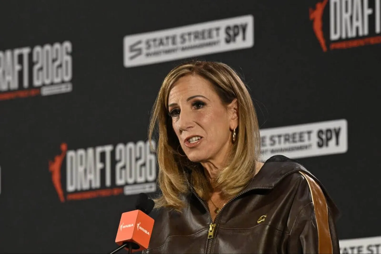 WNBA commissioner Cathy Engelbert at the WNBA Draft in April.